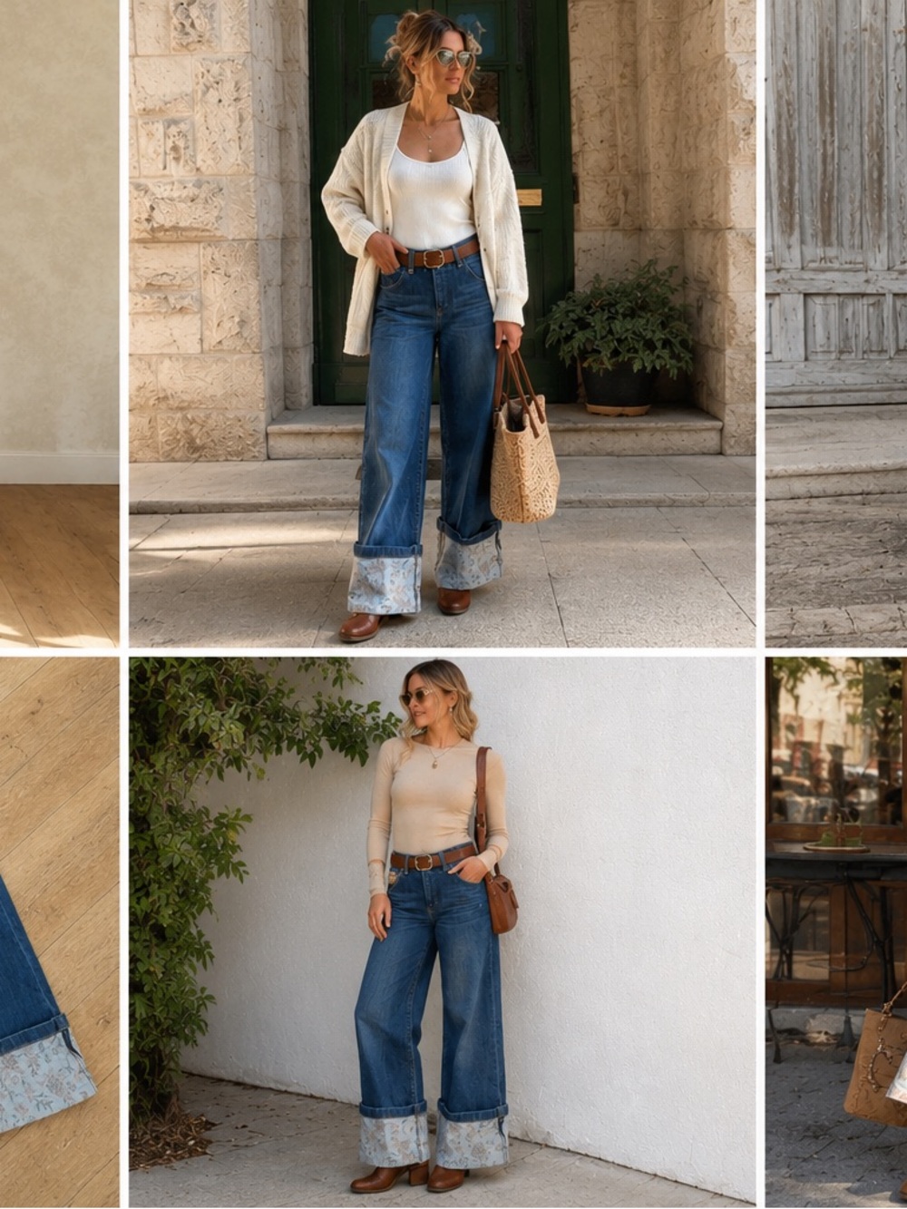 Maeve Anthropologie Floral Cuff Wide Leg Jeans Size 27
